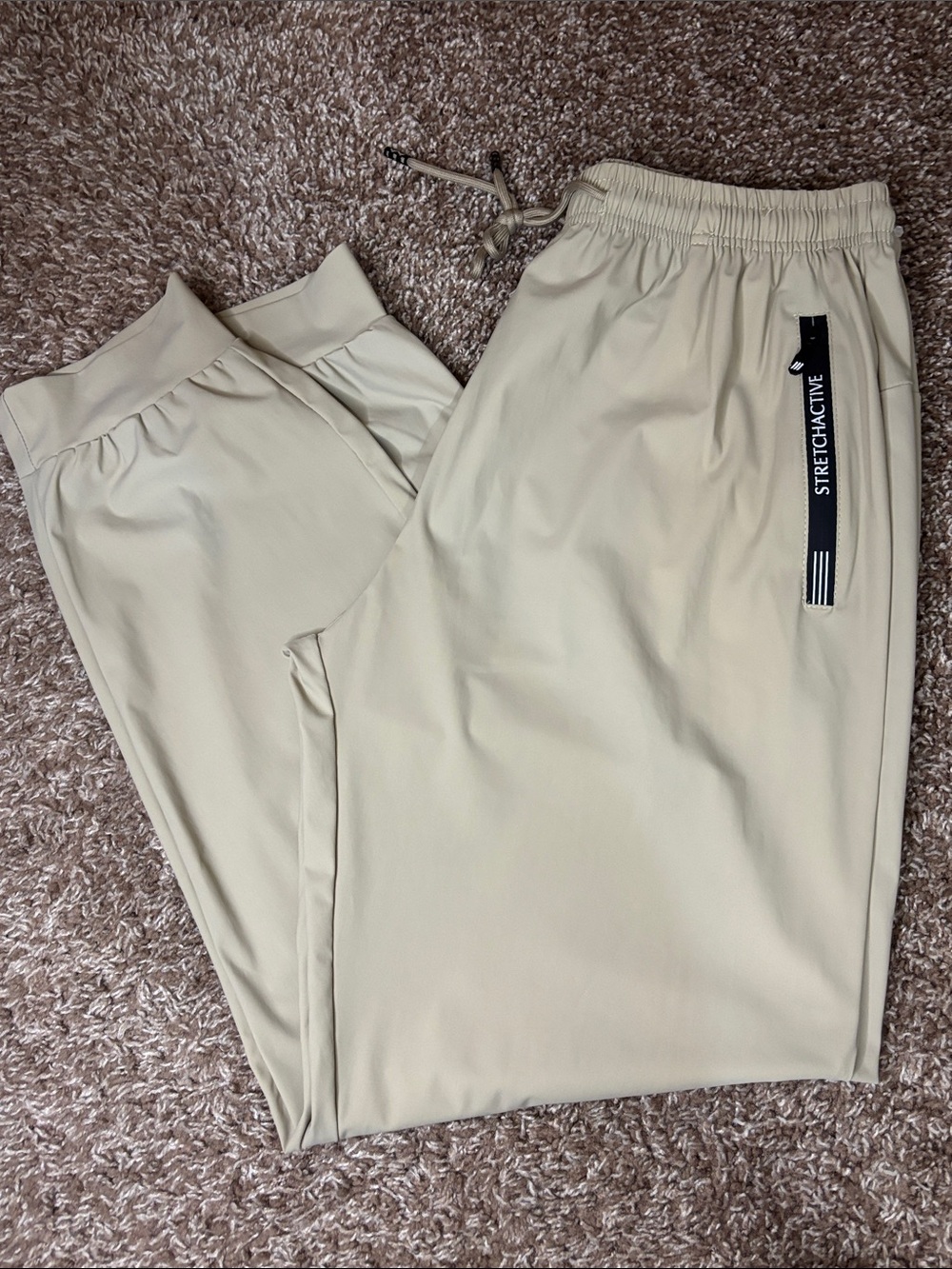Light Beige Women's Active Stretch Jogger Leggings